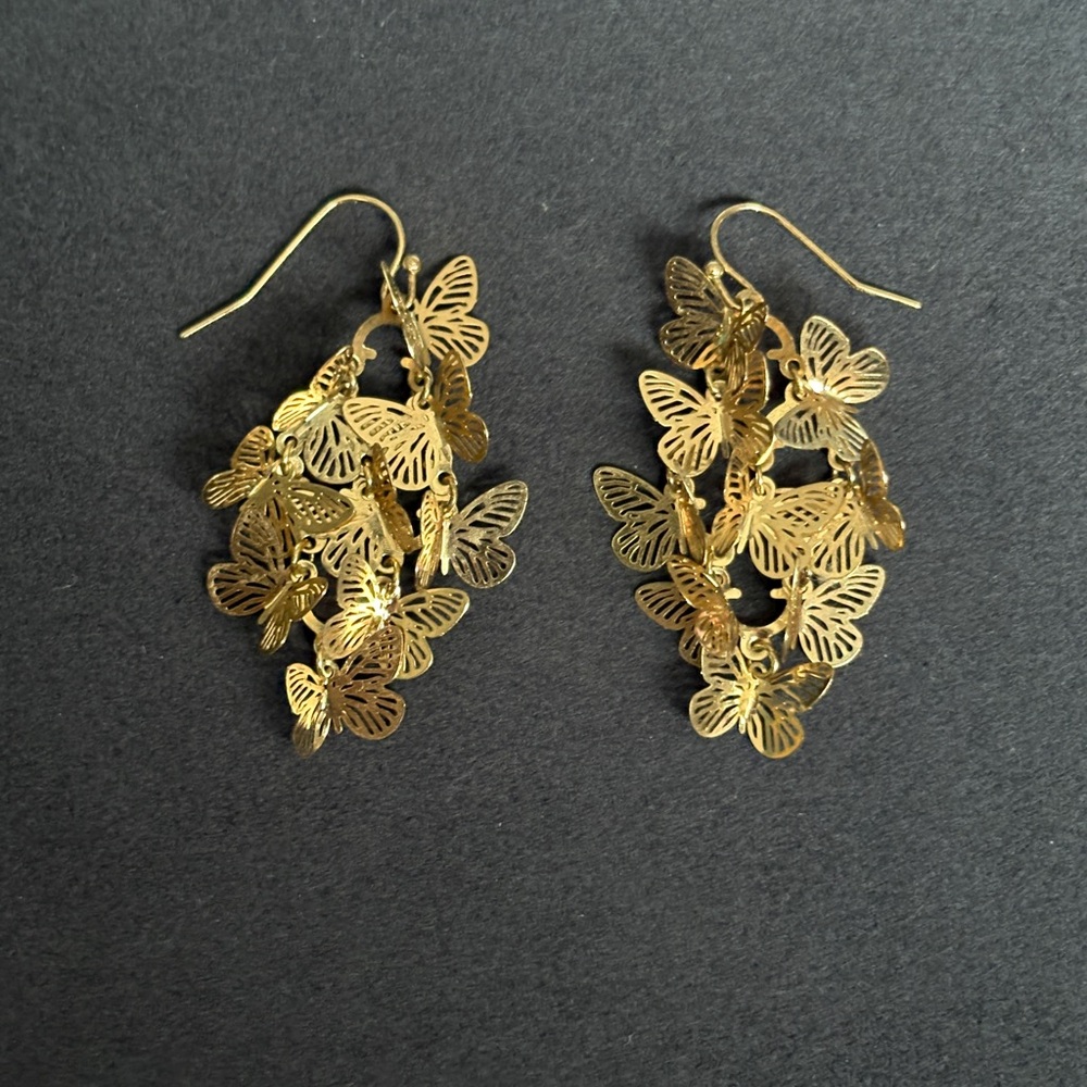 Artisan Gold Butterfly Cluster Earrings 🦋